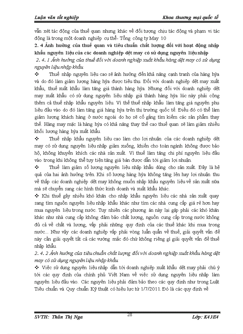 image for page Giải pháp hạn chế ảnh hưởng của thay đổi thuế quan và tiêu chuẩn chất lượng hàng nhập đối với nhập khẩu nguyên liệu của Tổng công ty May 10