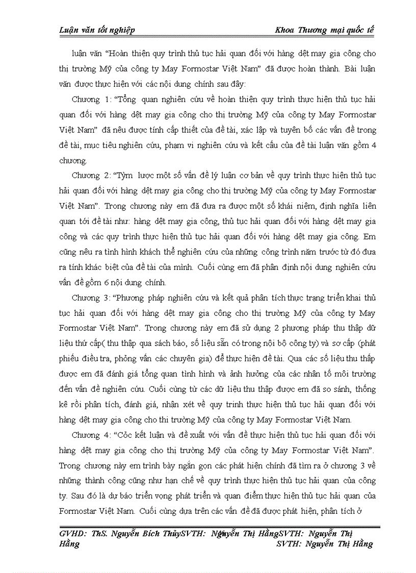 image for page Hoàn thiện quy trình thủ tục hải quan đối với hàng dệt may gia công cho thị trường Mỹ của công ty May Formostar Việt Nam