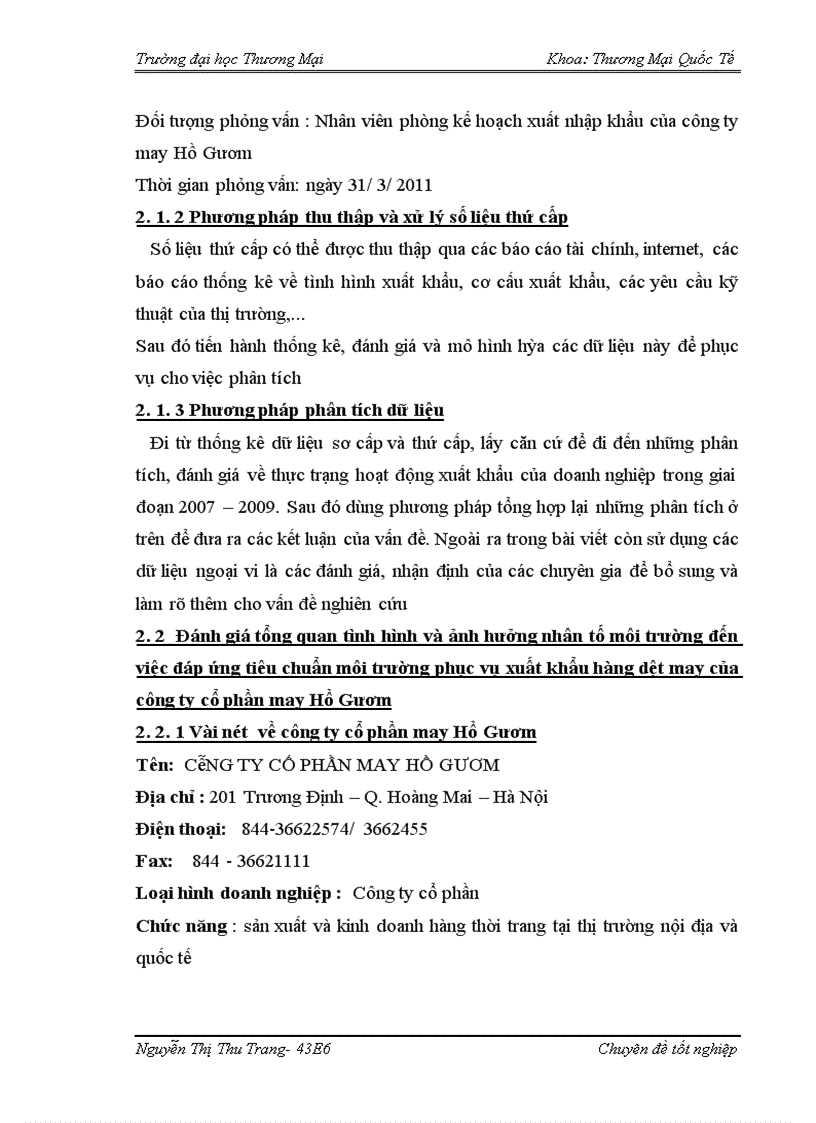 image for page Giải pháp đáp ứng tiêu chuẩn môi trường phục vụ xuất khẩu hàng dệt may của công ty cổ phần may Hồ Gươm