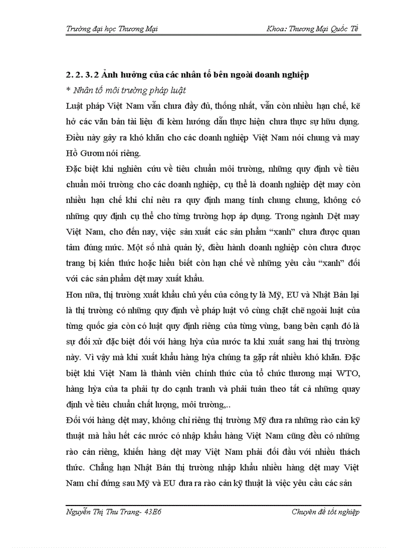 image for page Giải pháp đáp ứng tiêu chuẩn môi trường phục vụ xuất khẩu hàng dệt may của công ty cổ phần may Hồ Gươm