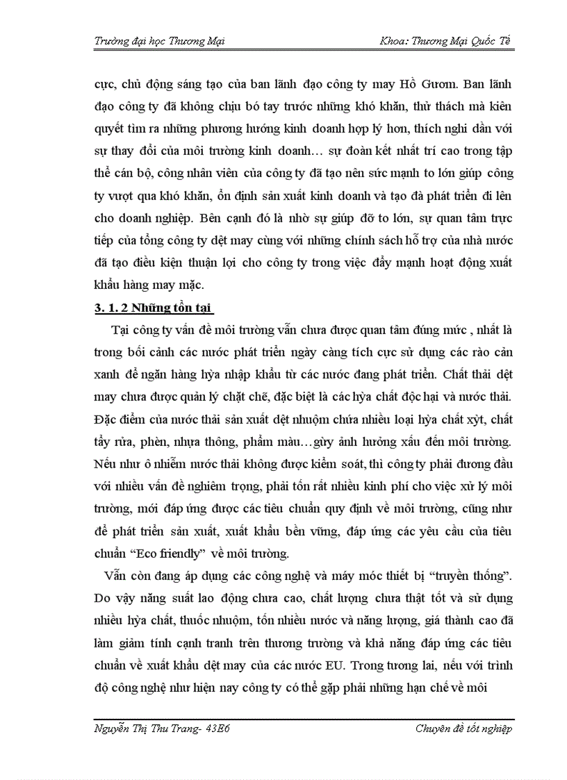 image for page Giải pháp đáp ứng tiêu chuẩn môi trường phục vụ xuất khẩu hàng dệt may của công ty cổ phần may Hồ Gươm