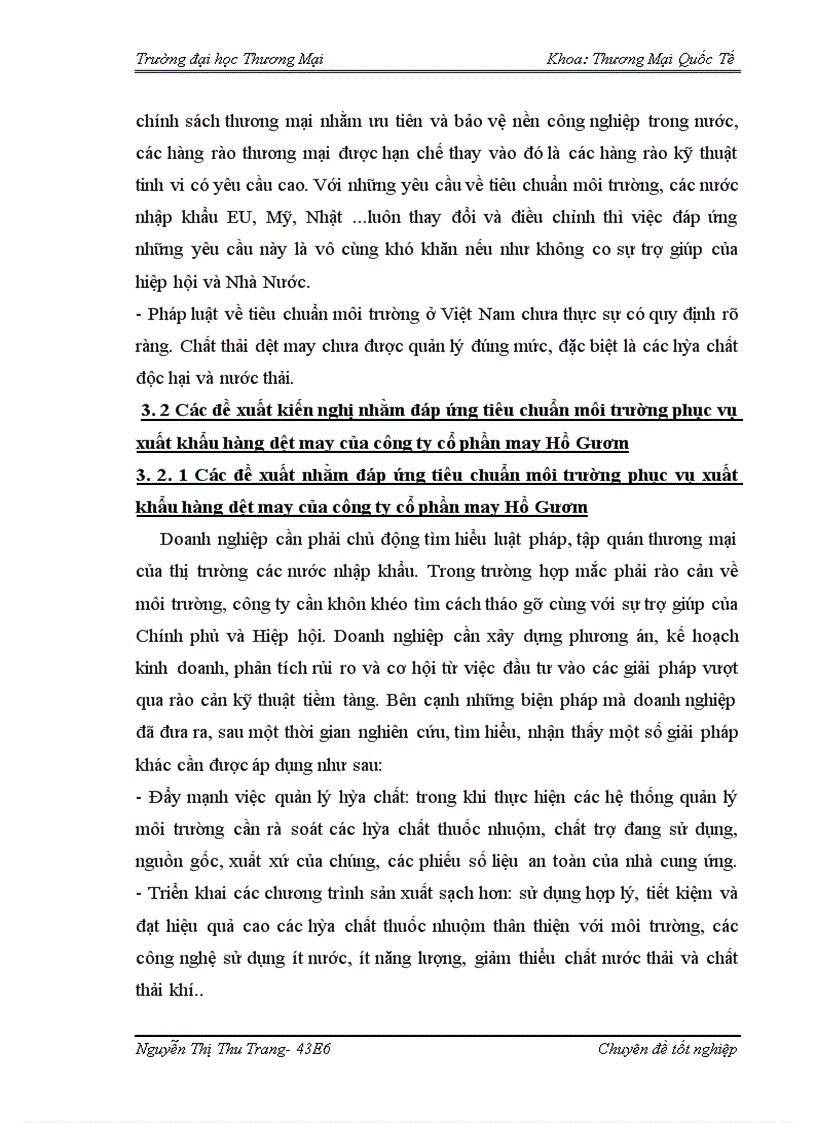 image for page Giải pháp đáp ứng tiêu chuẩn môi trường phục vụ xuất khẩu hàng dệt may của công ty cổ phần may Hồ Gươm