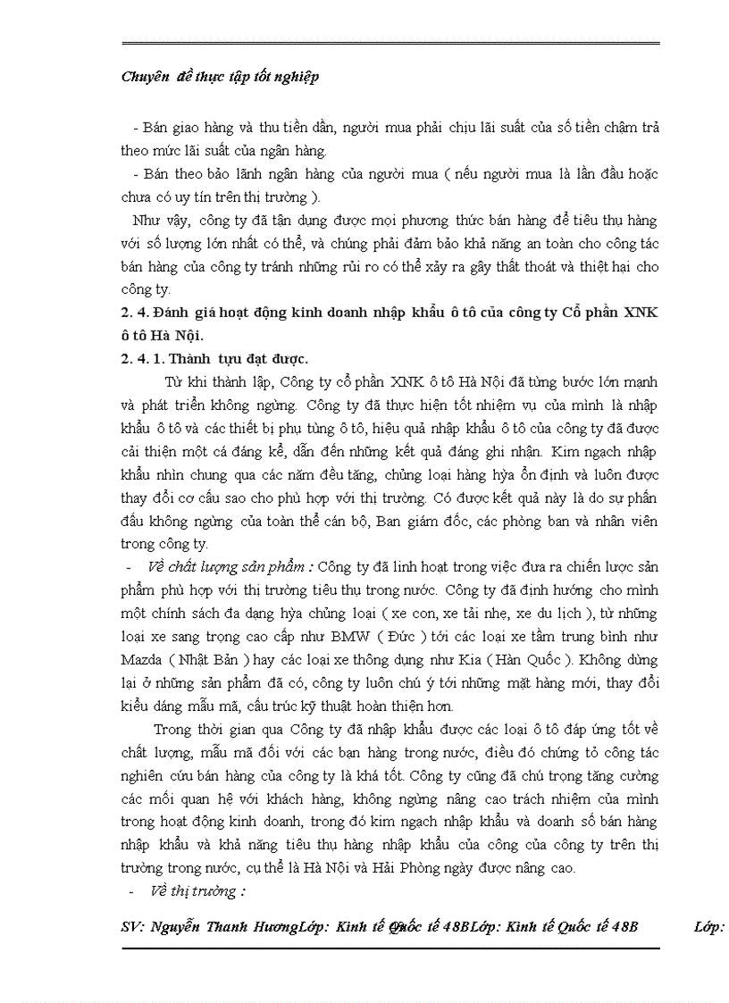 image for page Thực trạng nhập khẩu của Công ty cổ phần XNK ô tô Hà Nội và một số kiến nghị