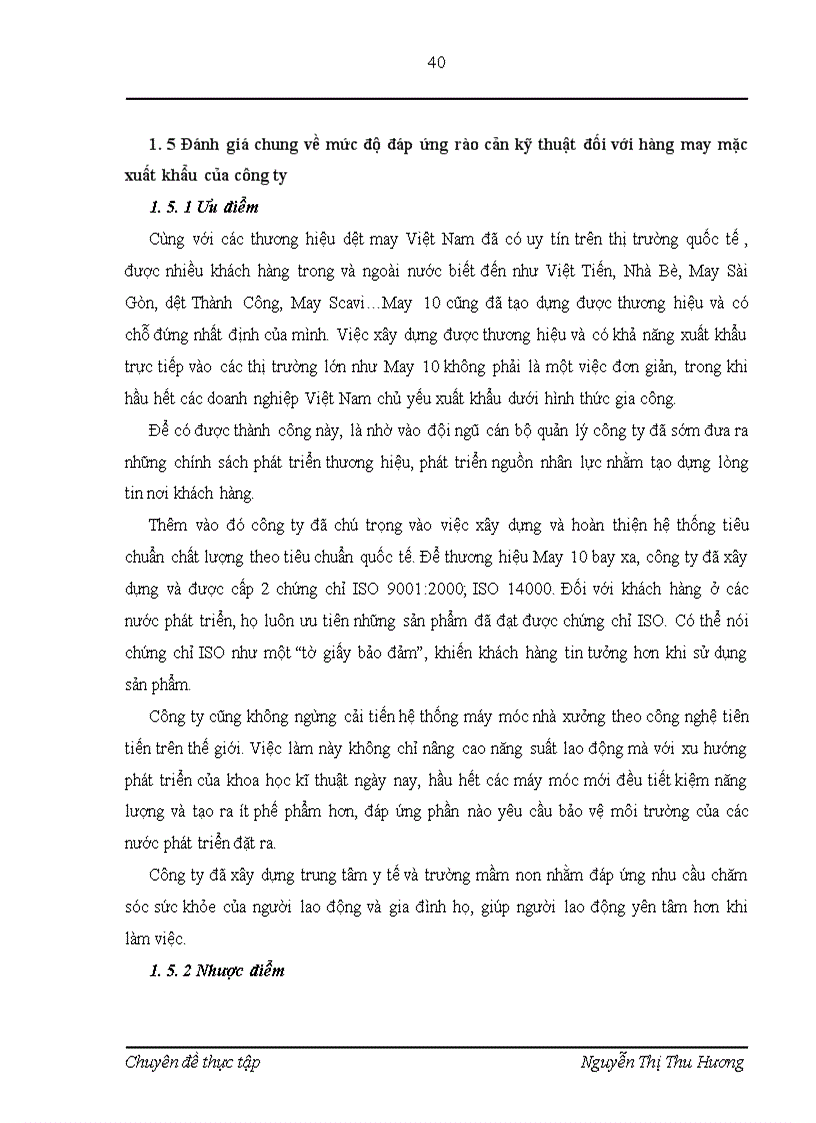image for page Rào cản kỹ thuật đối vói hàng may mặc Việt Nam, các biện pháp đẩy mạnh xuất khẩu hàng may mặc ở công ty Cổ phần May 10