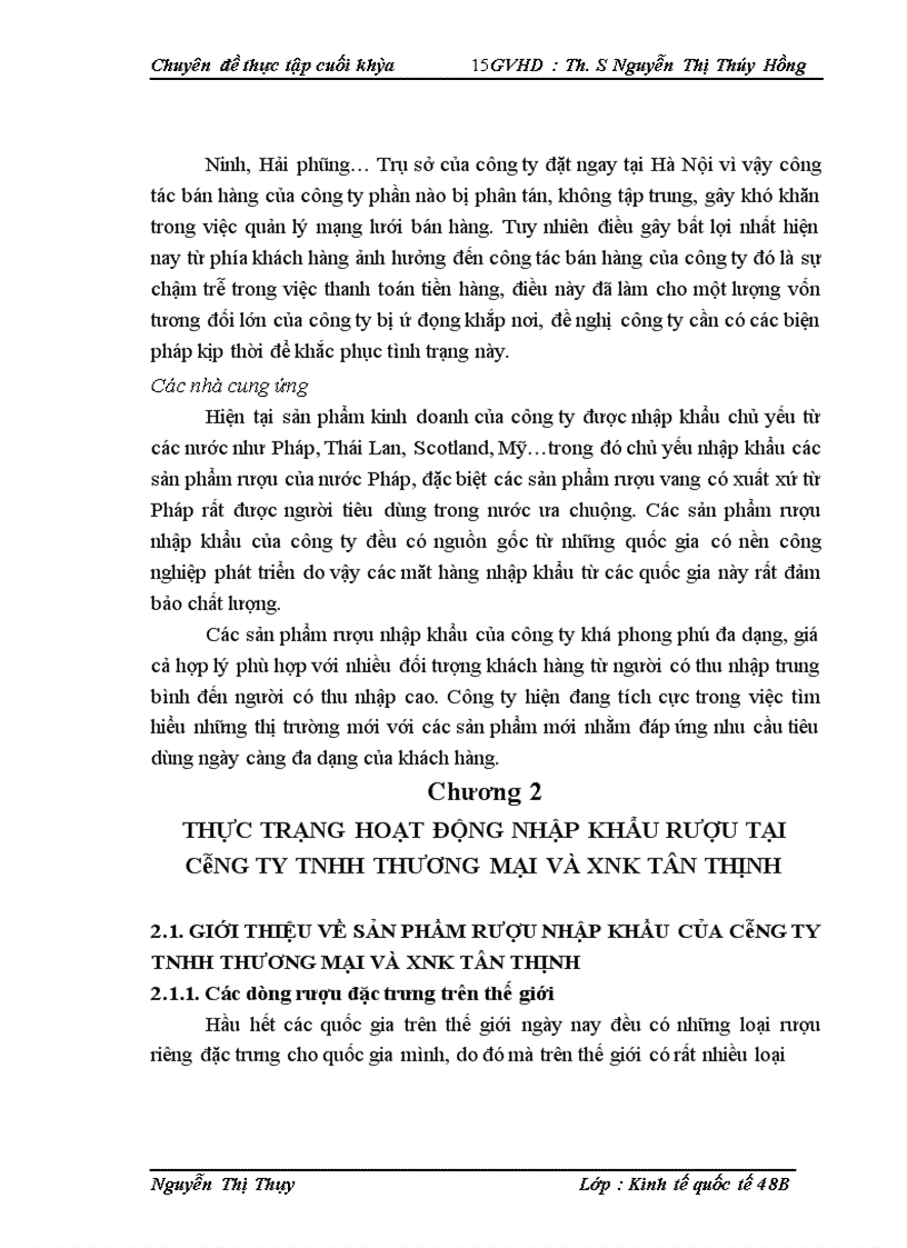 image for page Hoạt động nhập khẩu rượu tại công ty TNHH thương mại và XNK Tân Thịnh
