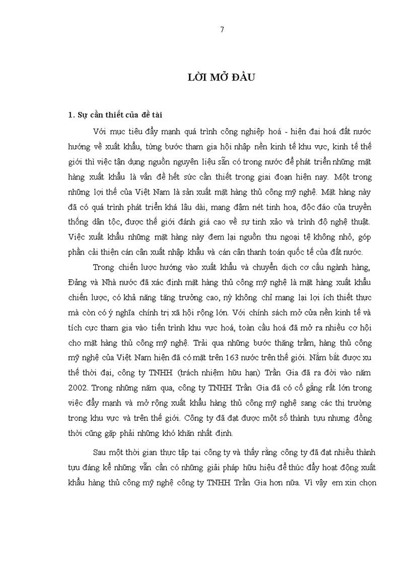 image for page Hoạt động xuất khẩu hàng thủ công mỹ nghệ của công ty TNHH Trần Gia