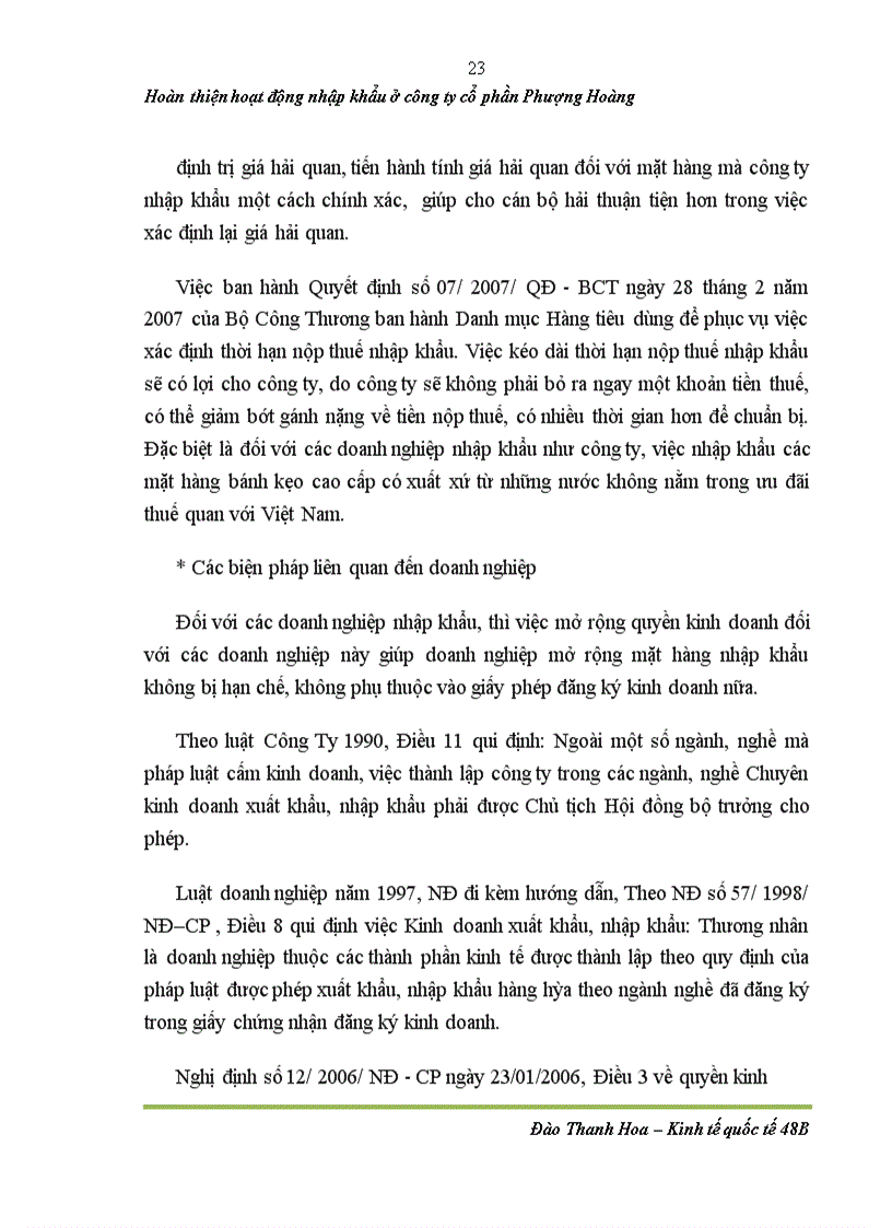 image for page Hoàn thiện hoạt động nhập khẩu bánh kẹo ở công ty cổ phần Phượng Hoàng