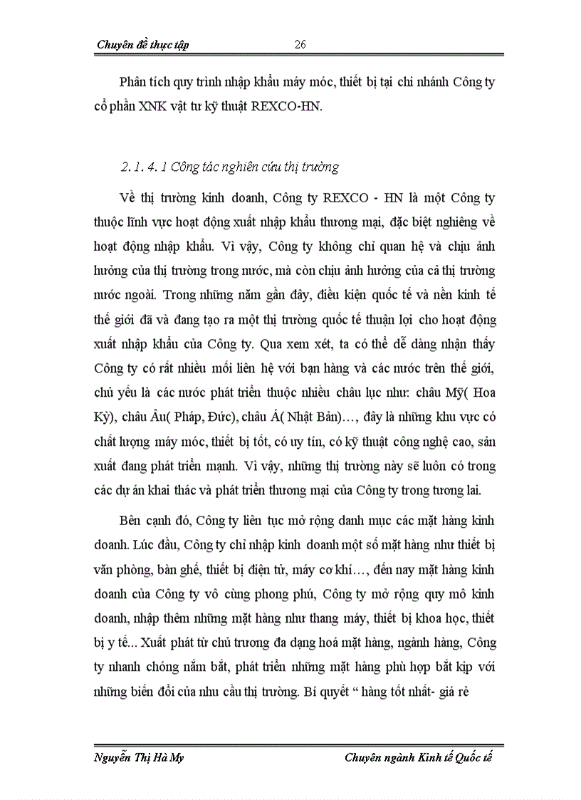 image for page Hoạt động nhập khẩu máy móc, thiết bị tại chi nhánh Công ty cổ phần xuất nhập khẩu vật tư kỹ thuật REXCO- HN