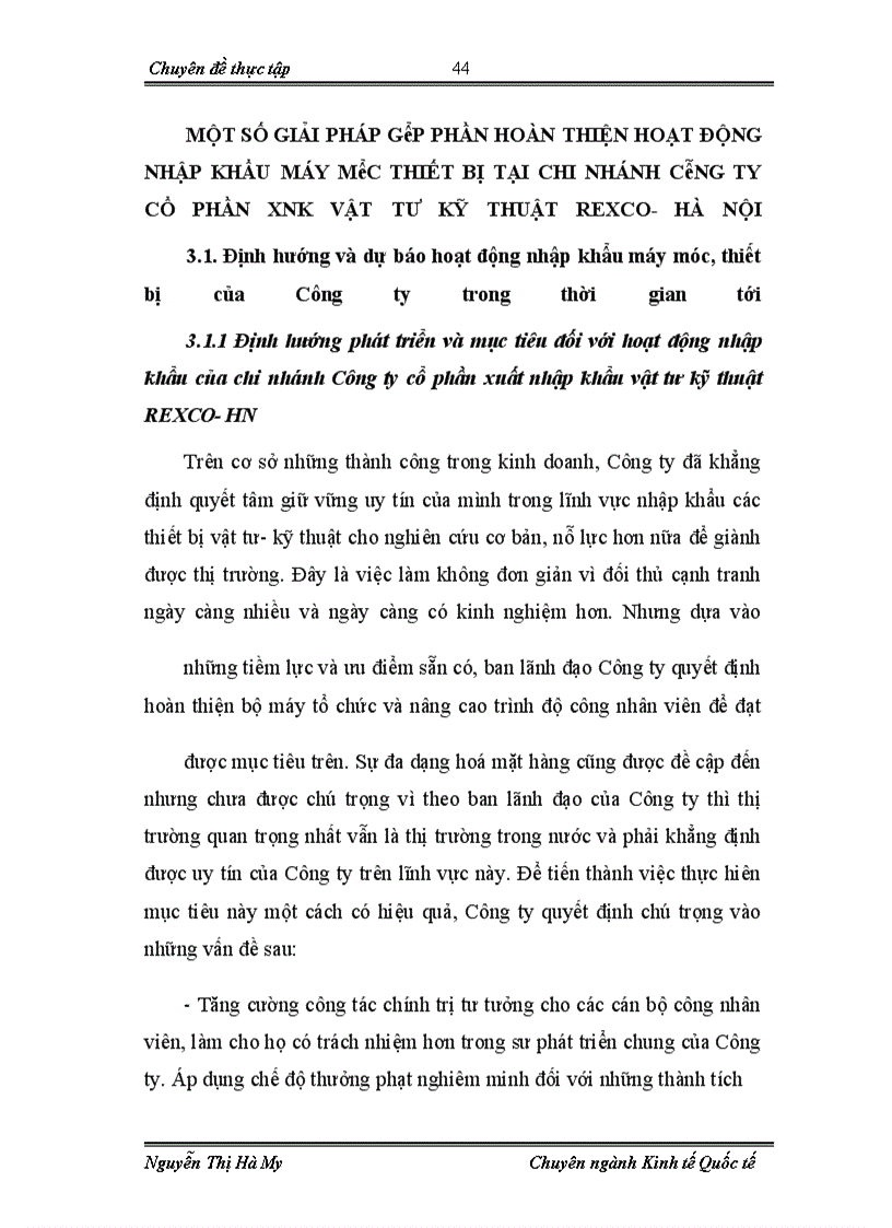 image for page Hoạt động nhập khẩu máy móc, thiết bị tại chi nhánh Công ty cổ phần xuất nhập khẩu vật tư kỹ thuật REXCO- HN