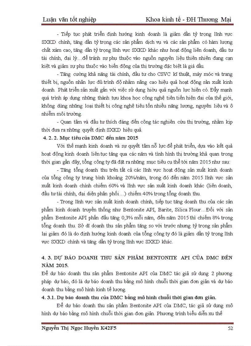 image for page Ước lượng và Dự báo doanh thu của Tổng công ty Dung dịch khoan và Hoá phẩm Dầu khí - CTCP đến năm 2015