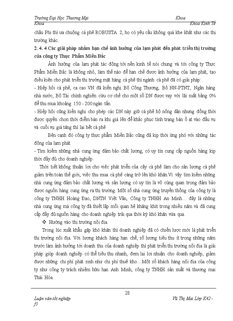 image for page Một số giải pháp nhằm hạn chế ảnh hưởng của lạm phát tới phát triển thị trường mặt hàng cà phê của công ty thực phẩm Miền Bắc