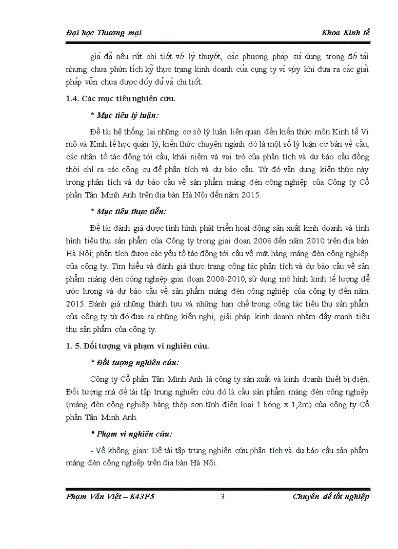 image for page Phân tích và dự báo cầu về sản phẩm máng đèn công nghiệp của Công ty Cổ phần Tân Minh Anh trên địa bàn Hà Nội đến năm 2015