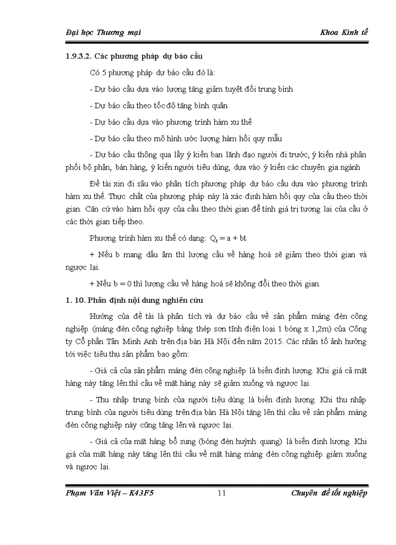 image for page Phân tích và dự báo cầu về sản phẩm máng đèn công nghiệp của Công ty Cổ phần Tân Minh Anh trên địa bàn Hà Nội đến năm 2015