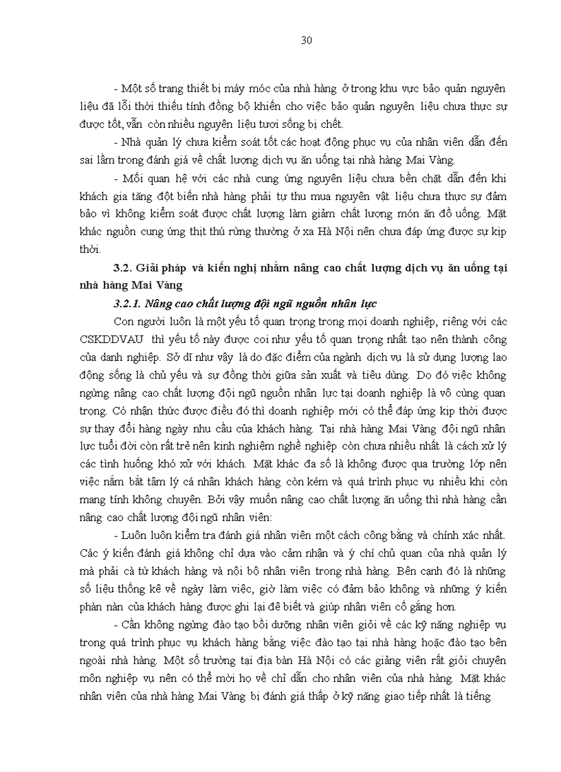image for page Giải pháp nâng cao chất lượng dịch vụ ăn uống tại nhà hàng Mai Vàng