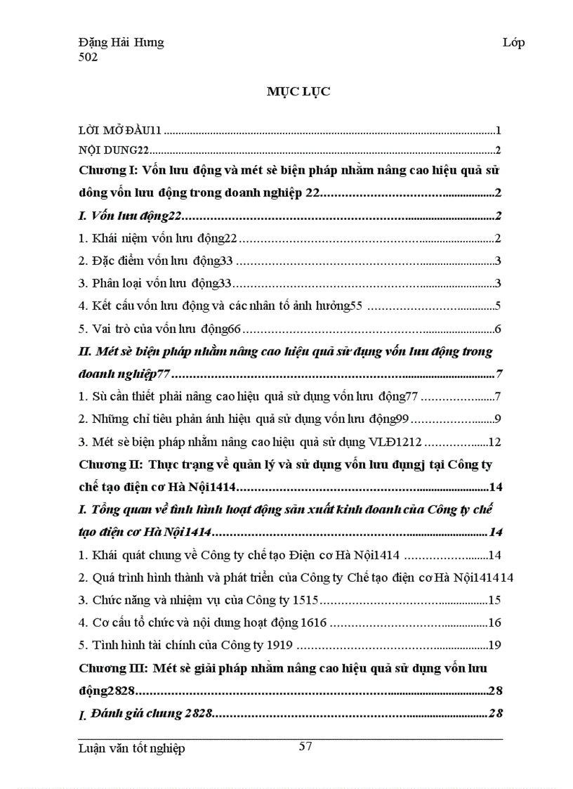 image for page Một số giải pháp nhằm nâng cao hiệu quả vốn lưu động (VLĐ) tại Công ty Chế tạo Điện cơ Hà nội