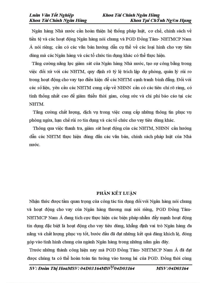 image for page Một số giải pháp nhằm mở rộng hoạt động cho vay tiêu dùng tại PGD Đồng Tâm- NHTMCP Nam Á