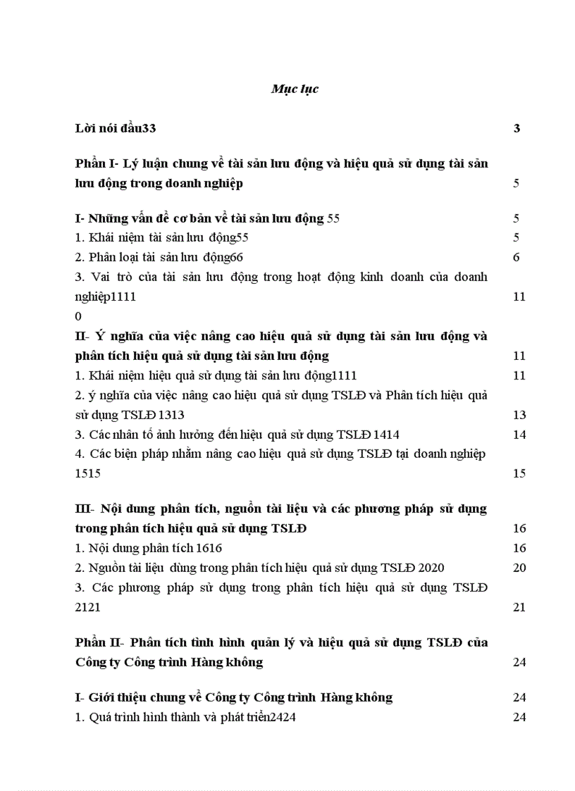 image for page Phân tích tình hình quản lý và hiệu quả sử dụng TSLĐ tại Công ty Công trình Hàng không