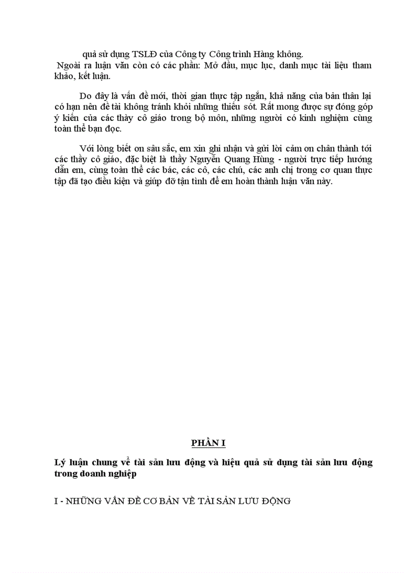 image for page Phân tích tình hình quản lý và hiệu quả sử dụng TSLĐ tại Công ty Công trình Hàng không