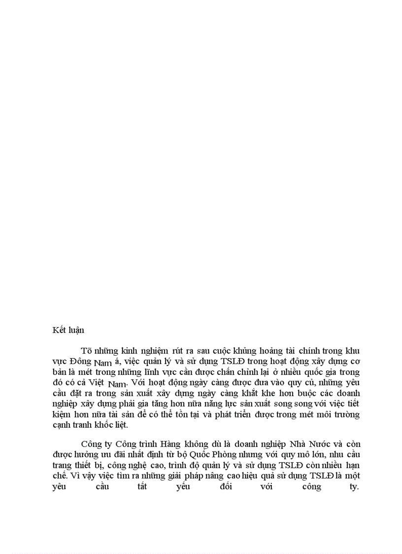 image for page Phân tích tình hình quản lý và hiệu quả sử dụng TSLĐ tại Công ty Công trình Hàng không