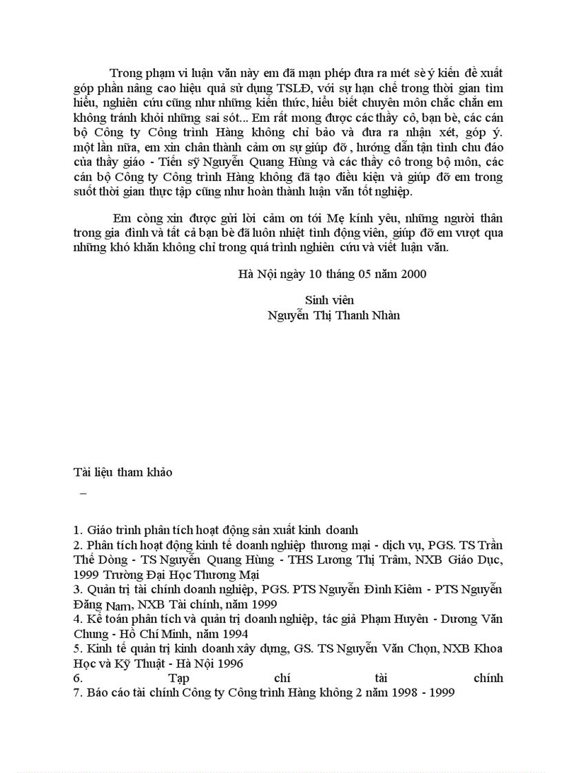 image for page Phân tích tình hình quản lý và hiệu quả sử dụng TSLĐ tại Công ty Công trình Hàng không