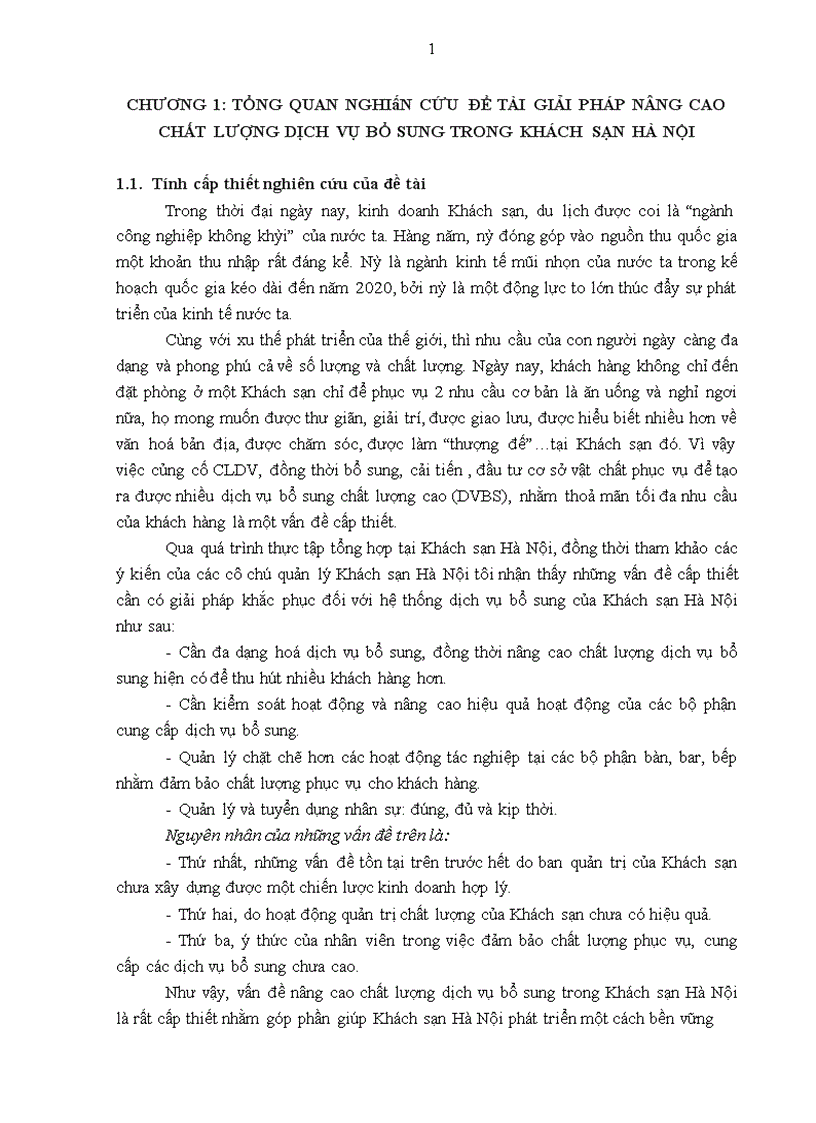 image for page Giải pháp nâng cao chất lượng dịch vụ bổ sung tại Khách sạn Hà Nội