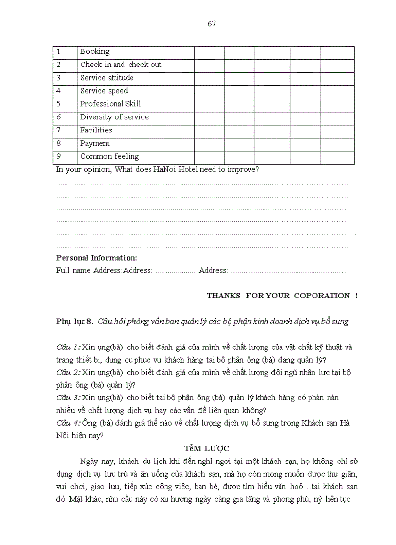 image for page Giải pháp nâng cao chất lượng dịch vụ bổ sung tại Khách sạn Hà Nội