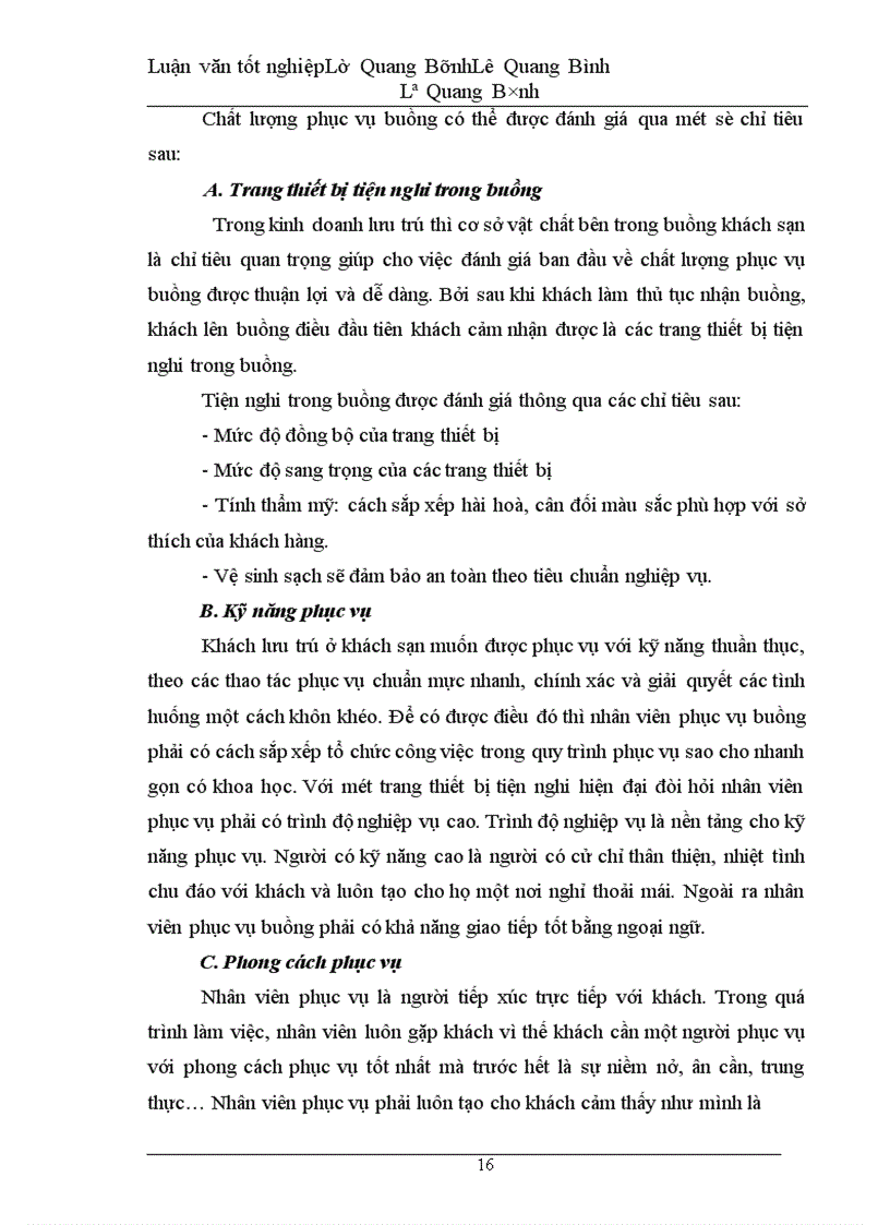 image for page Thực trạng và một số giải pháp nhằm hoàn thiện chất lượng phục vụ buồng tại Khách Sạn Kim Liên