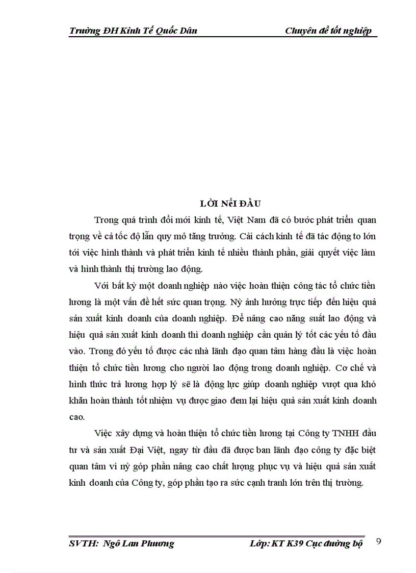 image for page Hoàn thiện công tác kế toán tiền lương và các khoản trích theo lương tại Công ty TNHH đầu tư và sản xuất Đại Việt