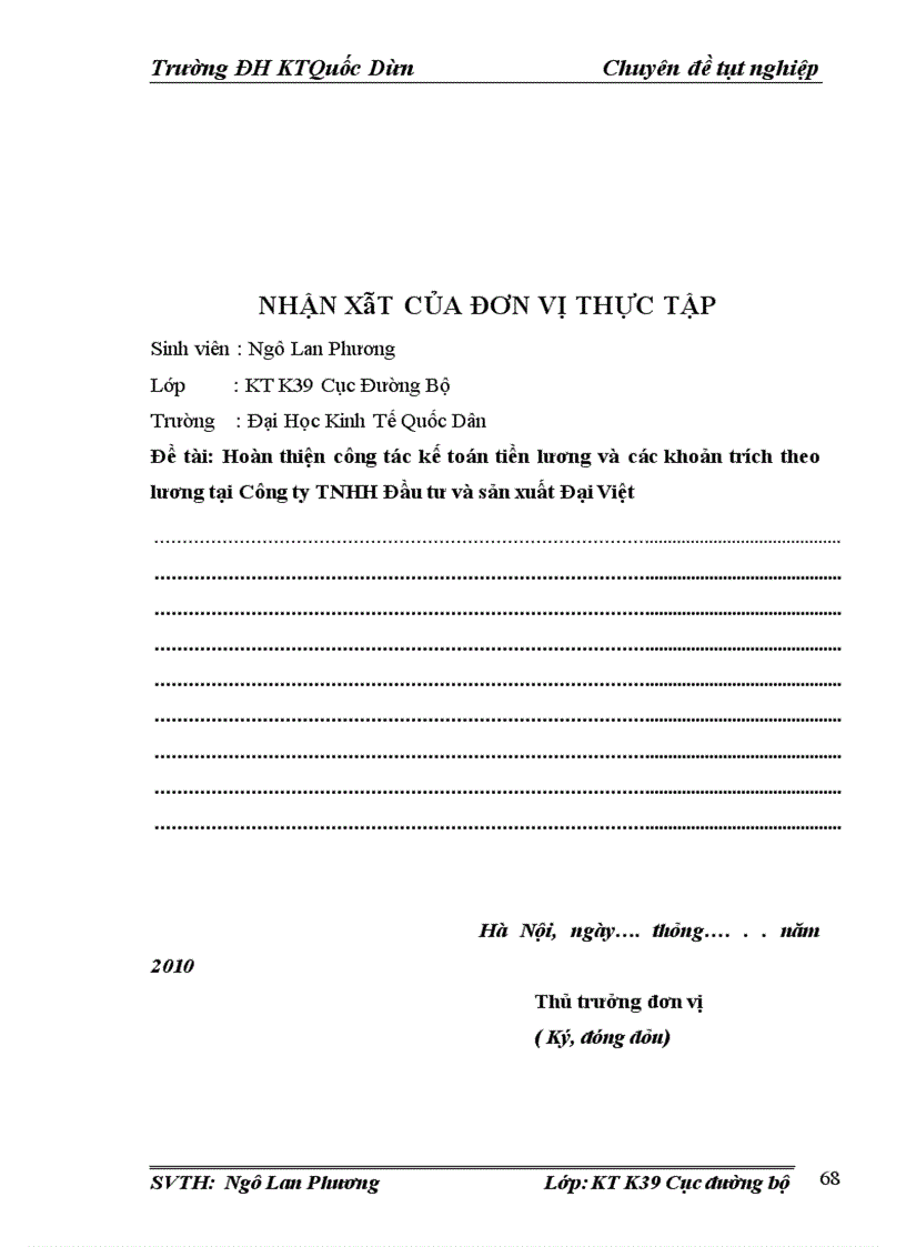 image for page Hoàn thiện công tác kế toán tiền lương và các khoản trích theo lương tại Công ty TNHH đầu tư và sản xuất Đại Việt