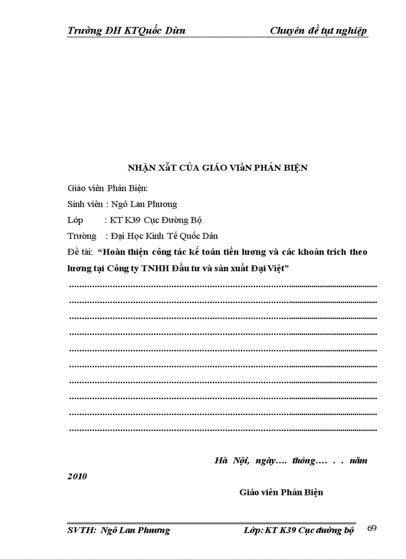 image for page Hoàn thiện công tác kế toán tiền lương và các khoản trích theo lương tại Công ty TNHH đầu tư và sản xuất Đại Việt