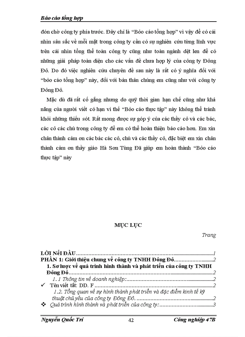 image for page Báo cáo thực tập tại công ty TNHH Đông Đô