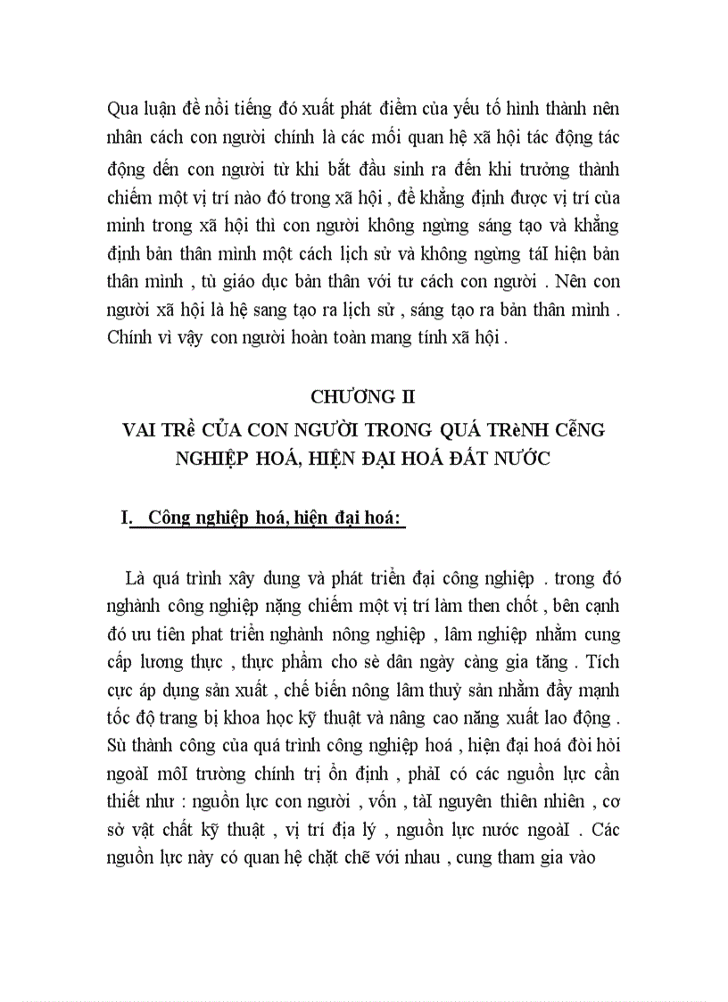 Vai trò của con người trong quá trình công nghiệp hoá, hiện đại hoá đất nước