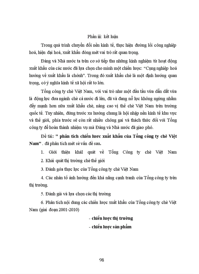 image for page Phân tích chiến lươc xuất khẩu của Tổng công ty chè Việt Nam