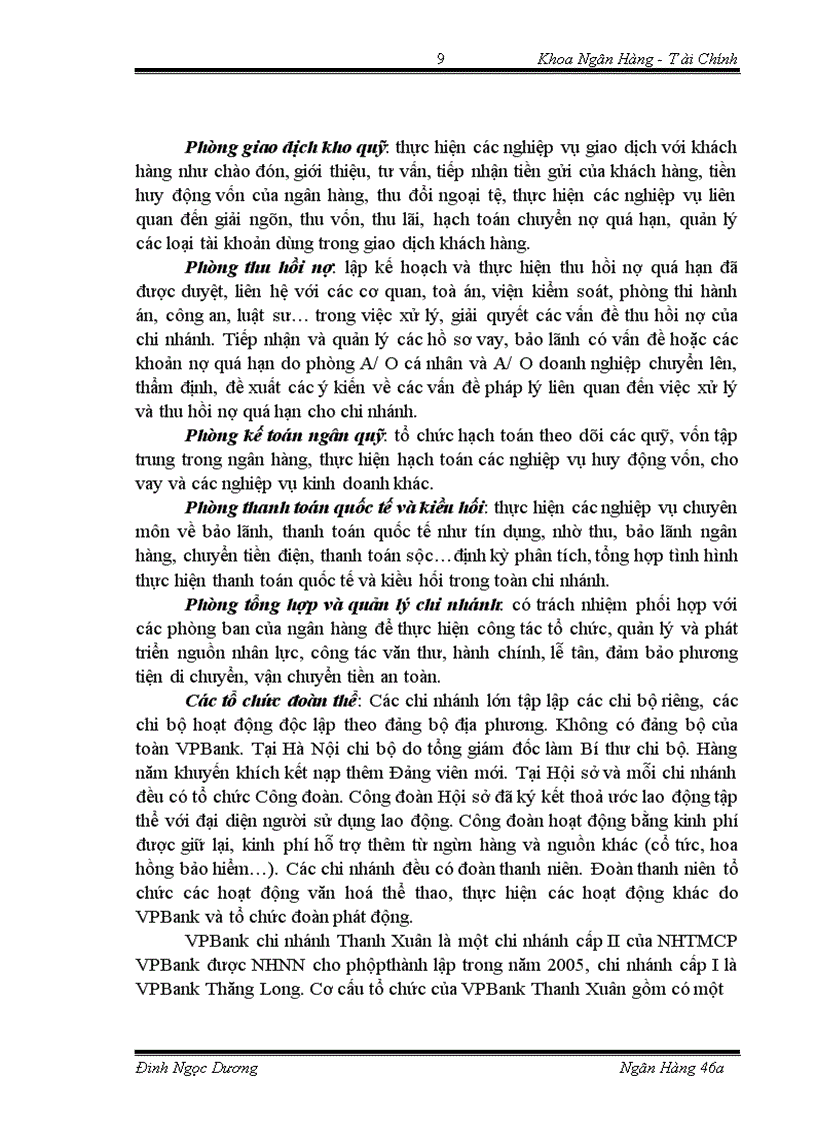 image for page Tình hình hoạt động của NHTMCP VPBank CNThanh Xuân