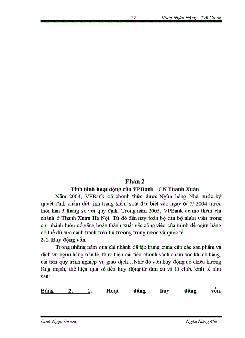 image for page Tình hình hoạt động của NHTMCP VPBank CNThanh Xuân
