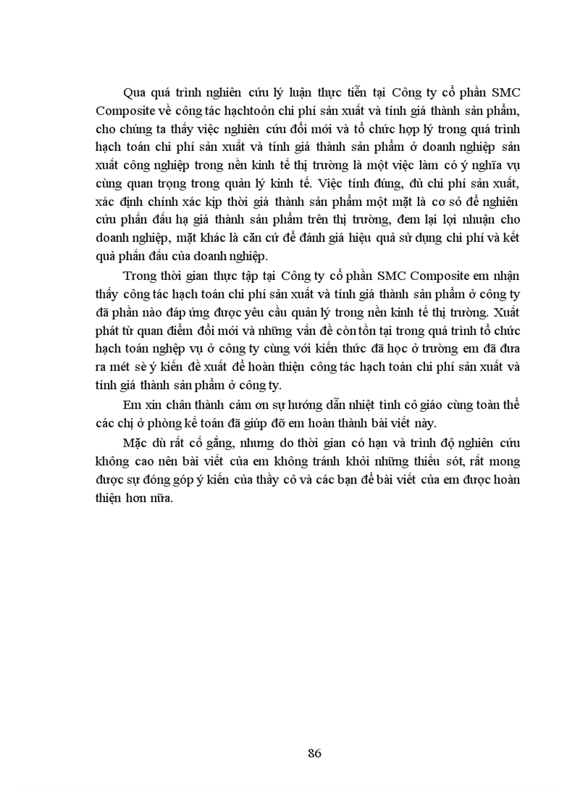image for page Tổ chức công tác Hạch toán chi phí sản xuất và tính giá thành sản phẩm với việc tăng cường quản trị doanh nghiệp tại Công ty cổ phần SMC Composite