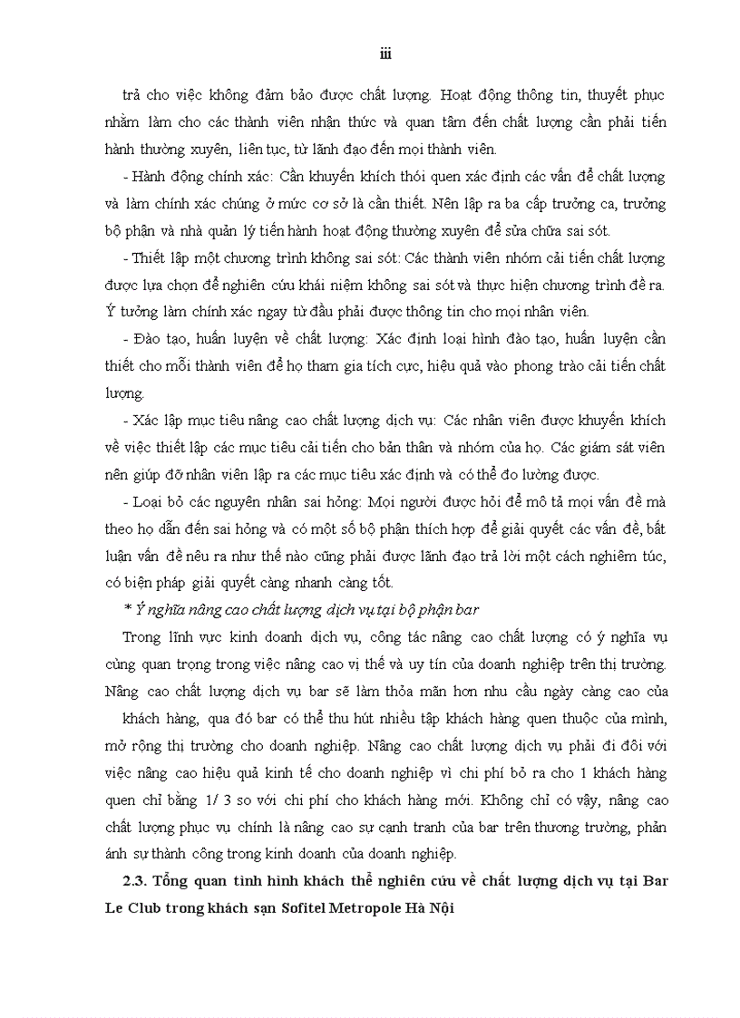 image for page Giải pháp nâng cao chất lượng dịch vụ tại Bar Le Club thuộc khách sạn Sofitel Metropole Hà Nội