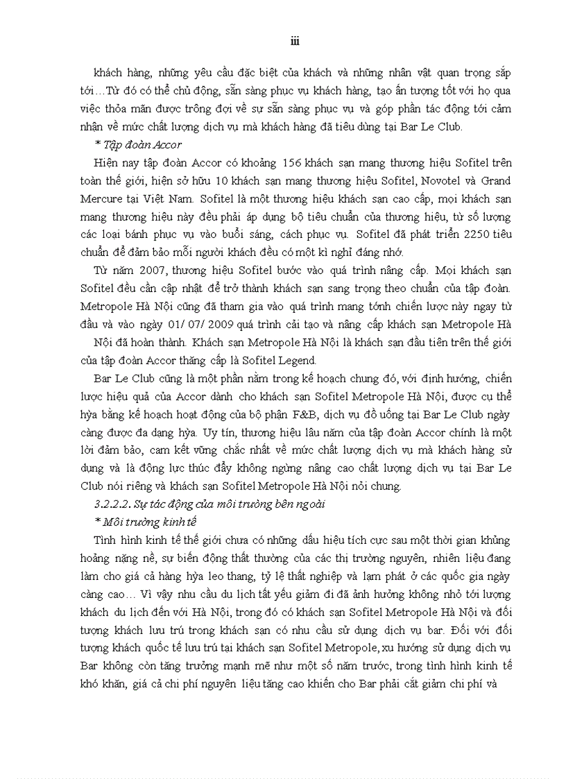 image for page Giải pháp nâng cao chất lượng dịch vụ tại Bar Le Club thuộc khách sạn Sofitel Metropole Hà Nội