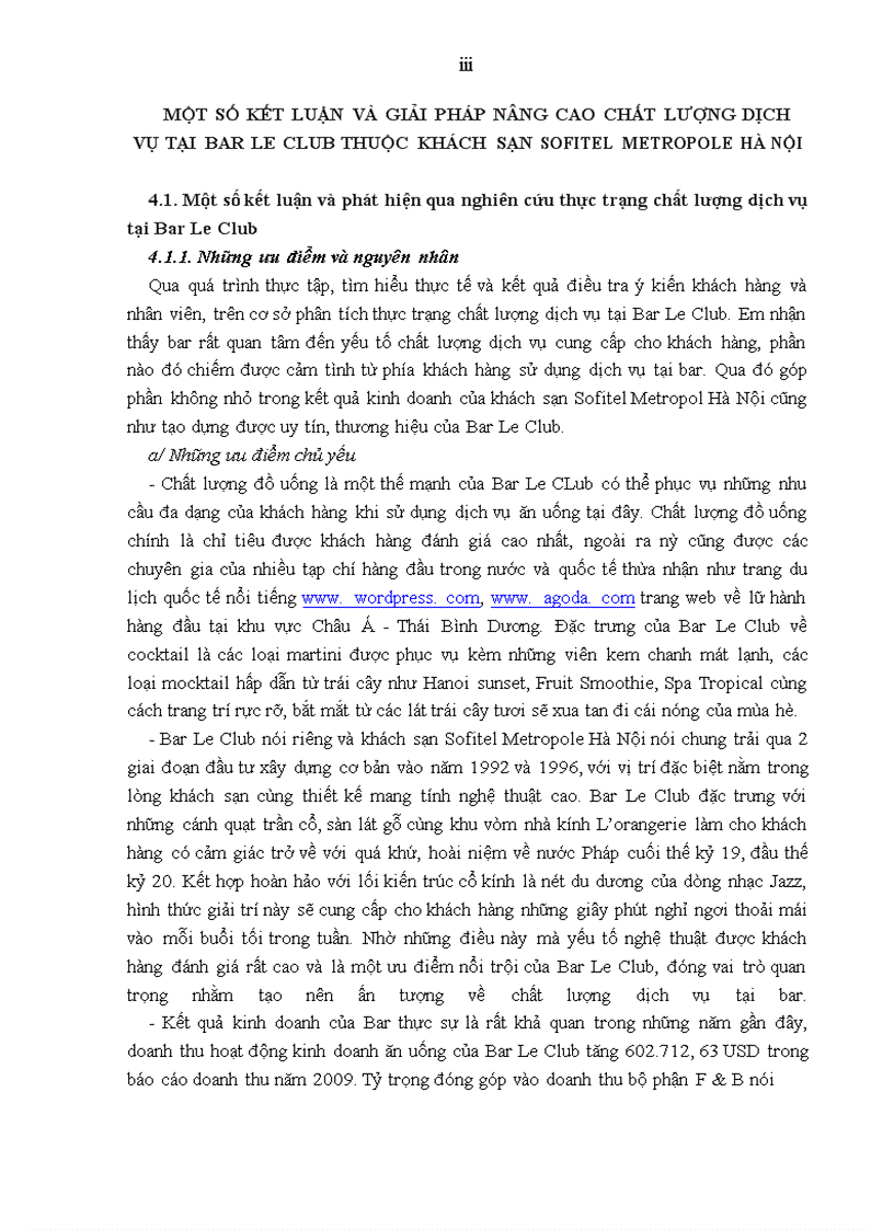 image for page Giải pháp nâng cao chất lượng dịch vụ tại Bar Le Club thuộc khách sạn Sofitel Metropole Hà Nội