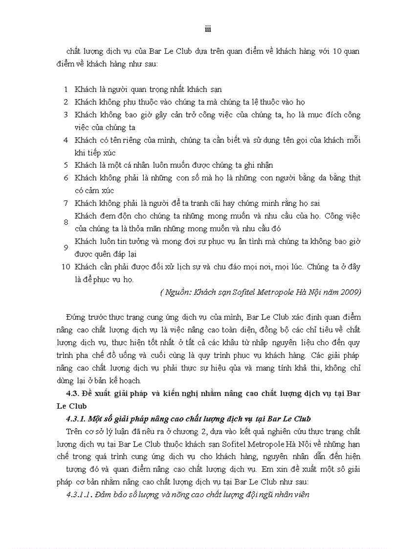 image for page Giải pháp nâng cao chất lượng dịch vụ tại Bar Le Club thuộc khách sạn Sofitel Metropole Hà Nội