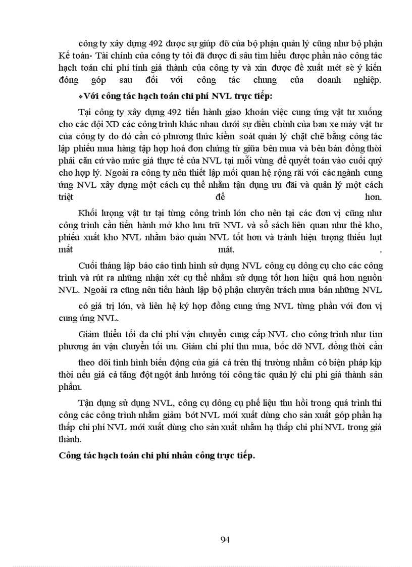 image for page Hạch toán chi phí sản xuất và tính giá thành sản phẩm xây lắp -tại Công ty xây dựng 492