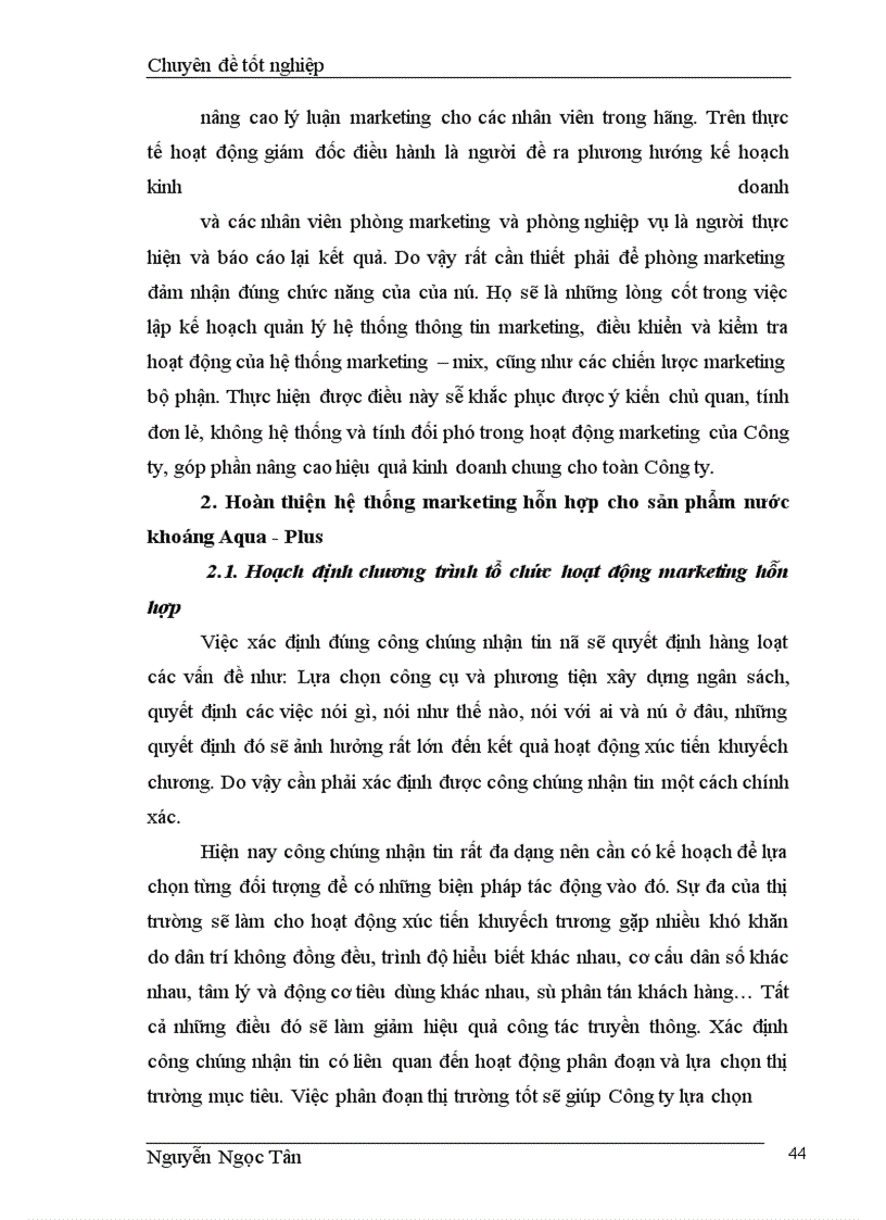 image for page Hoàn thiện giải pháp marketing hỗn hợp nhằm phát triển thị trường nước khoáng của công ty TNHH Sana