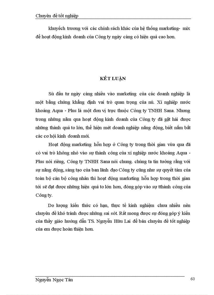 image for page Hoàn thiện giải pháp marketing hỗn hợp nhằm phát triển thị trường nước khoáng của công ty TNHH Sana