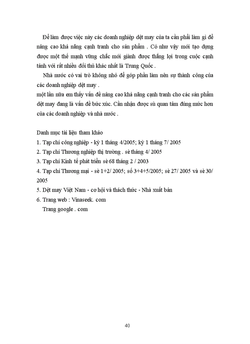 image for page Một số giải pháp nhằm nâng cao khả năng cạnh tranh của sản phẩm dệt may Việt Nam