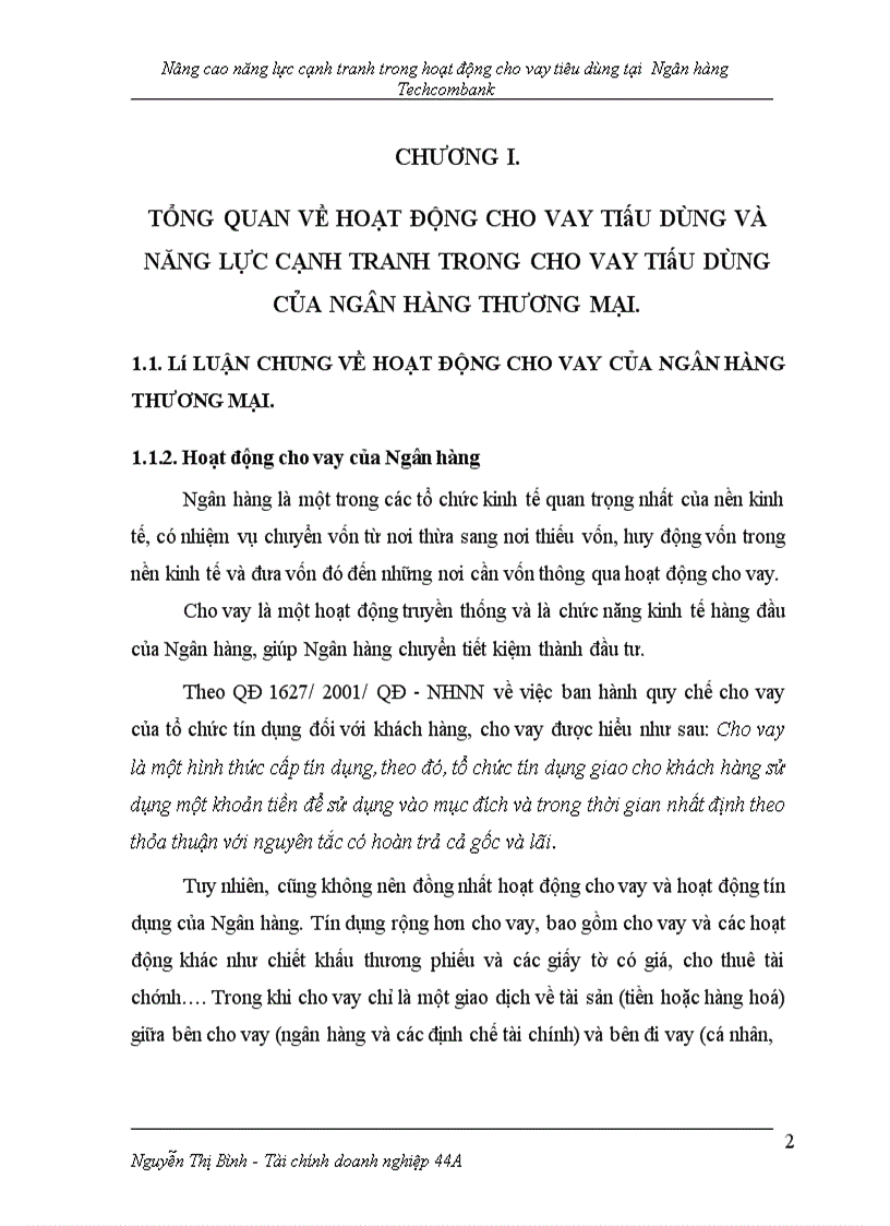 image for page Nâng cao năng lực cạnh tranh trong họat động cho vay tiêu dùng tại hội sở ngân hàng thương mại cổ phần kỹ thương Việt Nam