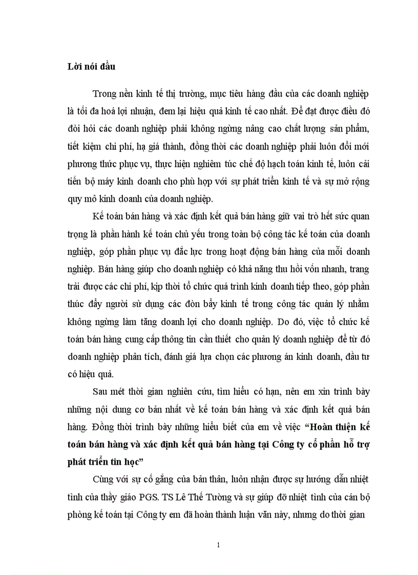 image for page Hoàn thiện kế toán bán hàng và xác định kết quả bán hàng tại Công ty cổ phần hỗ trợ phát triển tin học