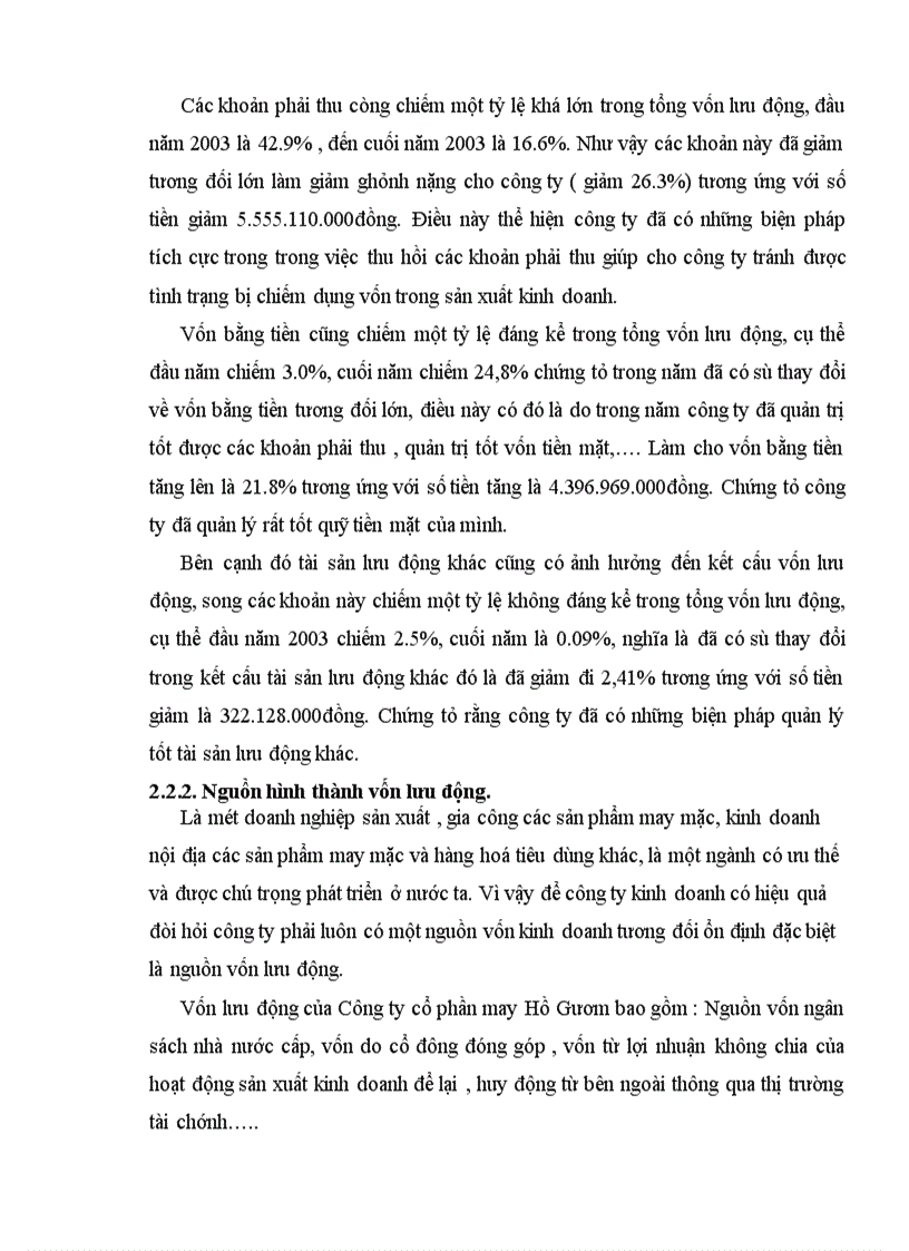 image for page Một số biện pháp nâng cao hiệu quả sử dụng vốn lưu động tại Công ty cổ phần may Hồ Gươm
