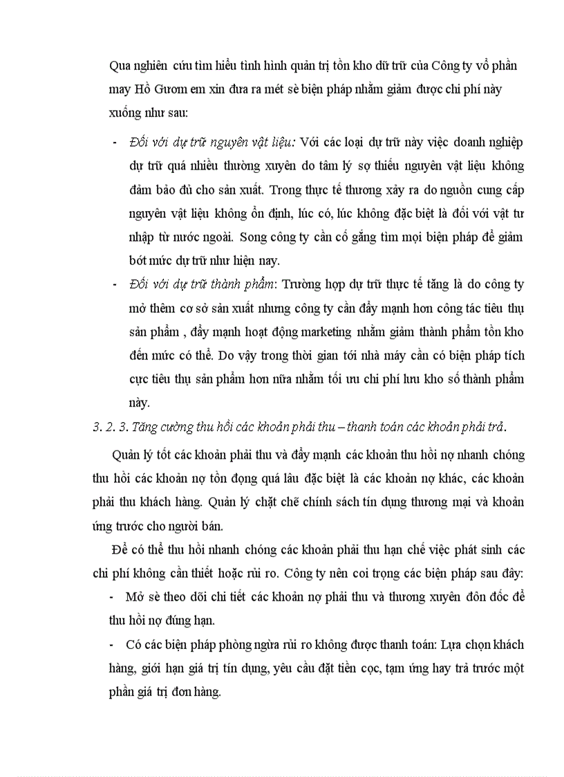 image for page Một số biện pháp nâng cao hiệu quả sử dụng vốn lưu động tại Công ty cổ phần may Hồ Gươm