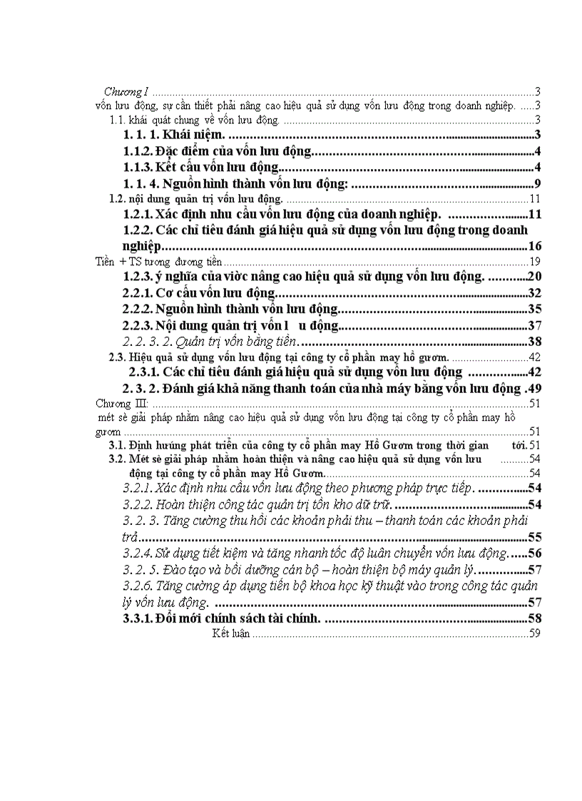 image for page Một số biện pháp nâng cao hiệu quả sử dụng vốn lưu động tại Công ty cổ phần may Hồ Gươm
