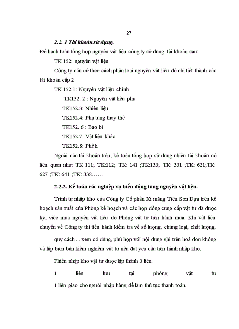 image for page Kế toán nguyên vật liệu tại Công ty Cổ Phần Xi măng Tiên Sơn